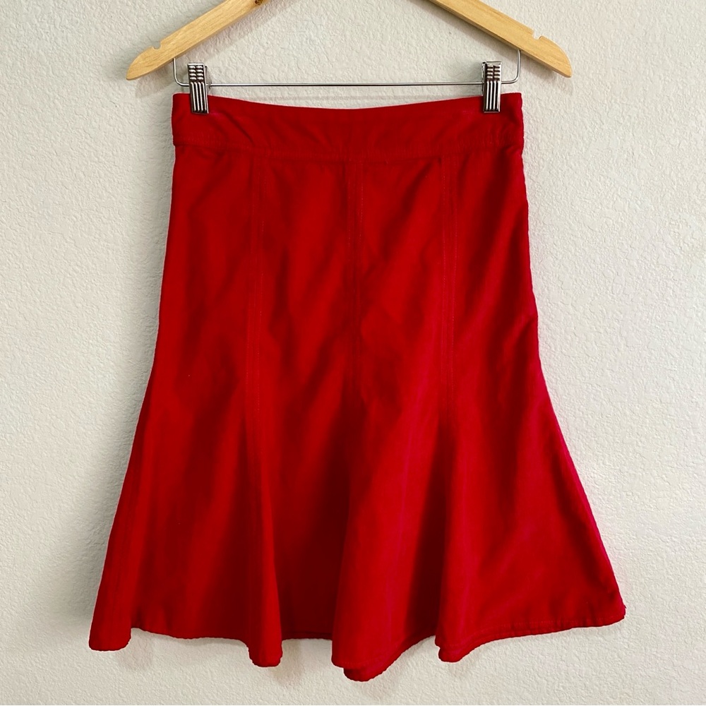 Anthropologie‎ Postmark Red Paneled Corduroy Skirt 00